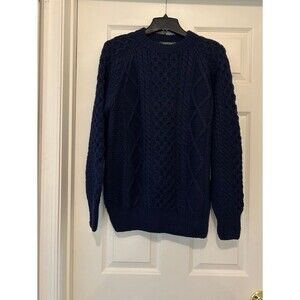 Maine Bay mens Hand Knit Wool Cableknit Fisherman Sweater Size S